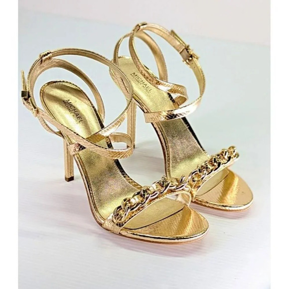 Michael Kors Asha Embellished Snake Embossed Leather Sandal Size 9.5 (MSRP $225) - Picture 4 of 12